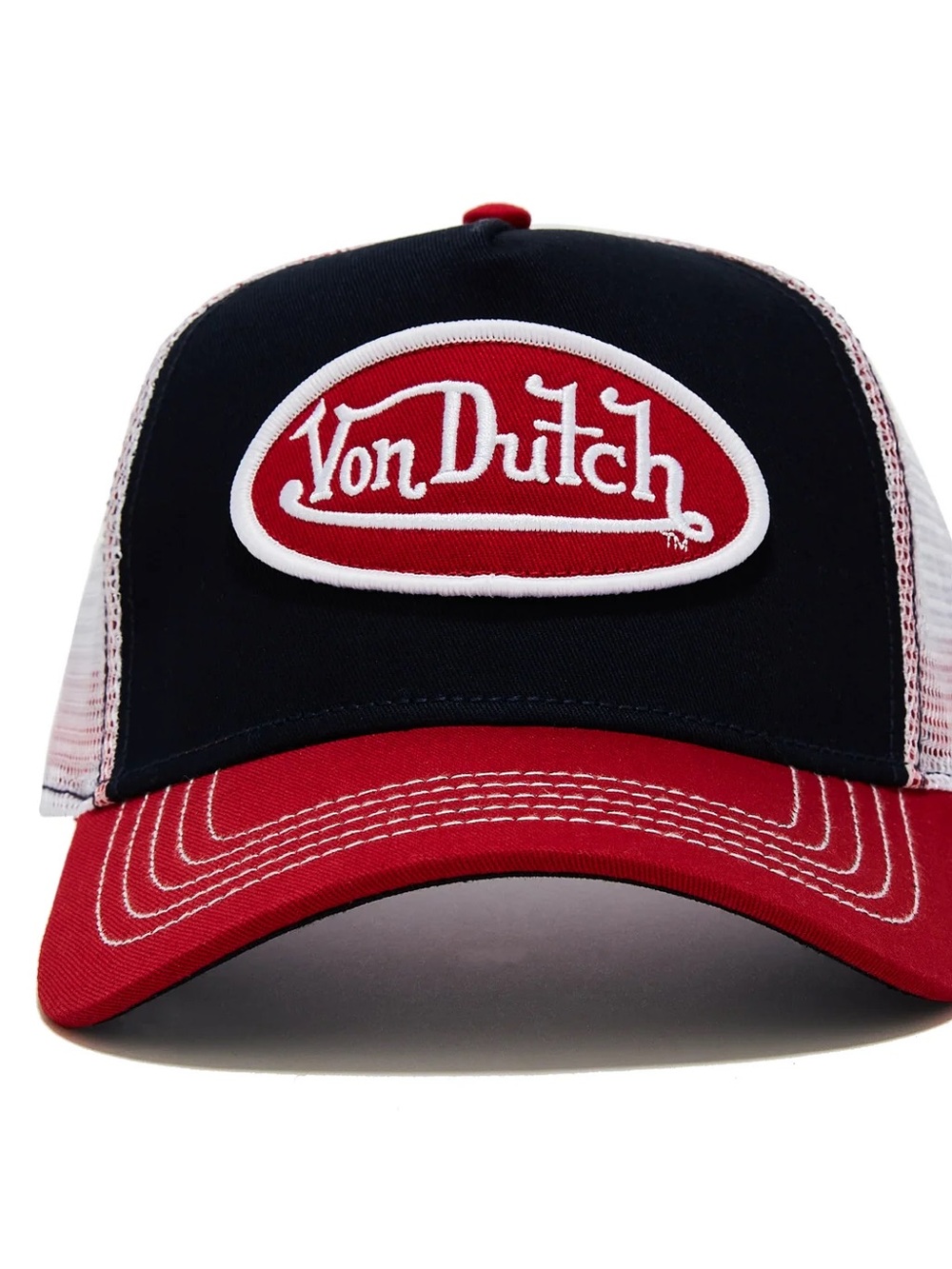 Von Dutch Black & Red Logo Trucker Hat